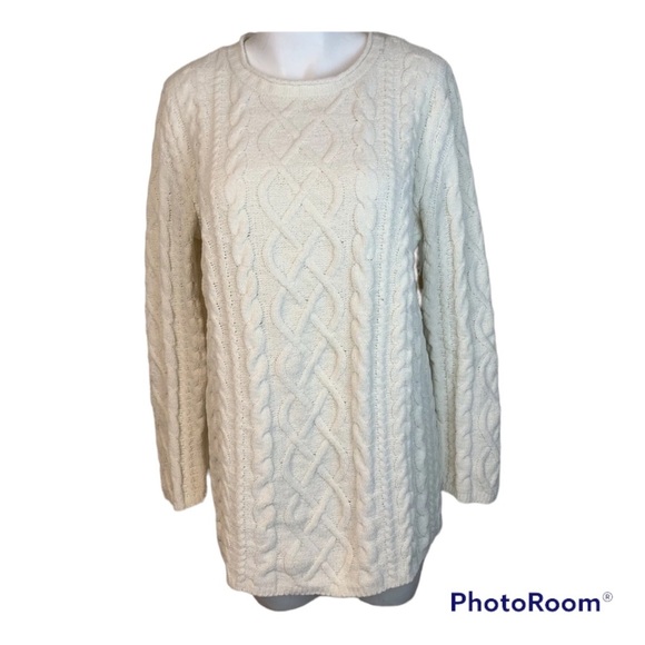 J. Jill Sweaters - J. Jill Chenille Pullover Soft Cream Cable Knit Women’s Sweater- M